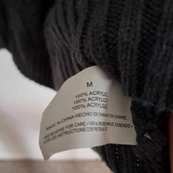 Nine West Jeans Sweater Tunic Women's Medium M Grey Cable Knit Snap Closure - Picture 5 of 11